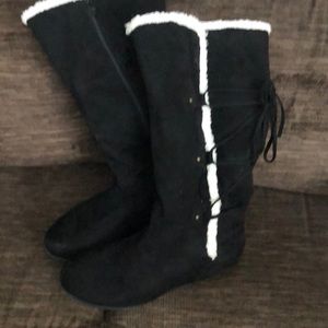 Black micro suede boots